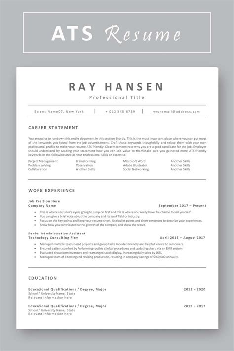 ats friendly resume template.
